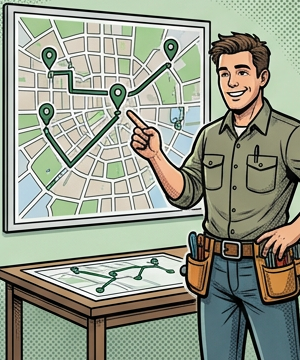 Dispatcher planning routes on a digital map